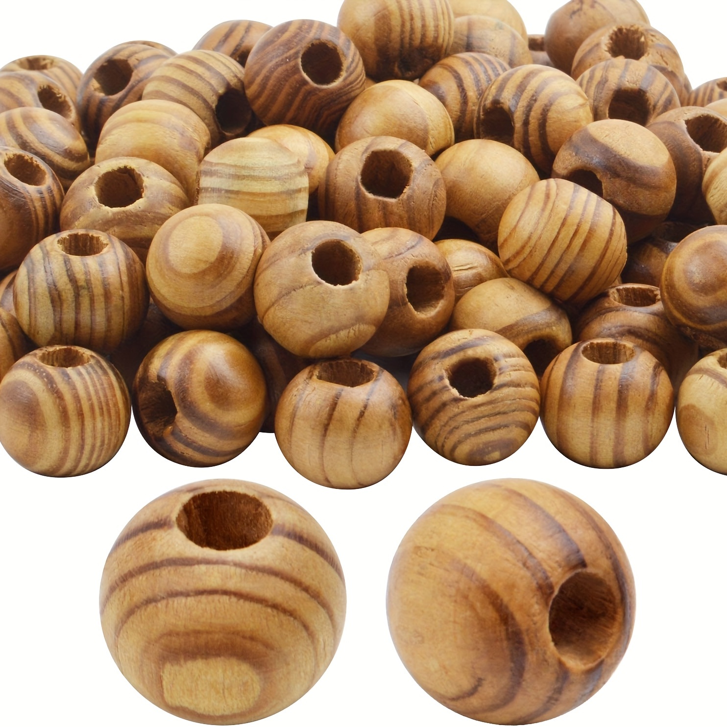 100 Natural Wooden Beads 18mm Round Spacer Beads DIY Jewelry Making